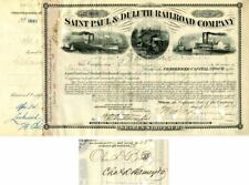 Saint Paul and Duluth Railroad Co. Issued to and Signed by Charles D. Barney - A picture