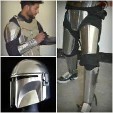 Medieval Mandalorian Inspired Leg Armor, Jacket, Shoulder, Bracers, Helmet picture