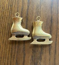 Vintage Brass Pair Of Ice Skates Ornaments *Please Read Description And See Pics picture