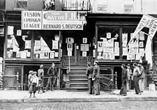 Vandals destroy a Fiorello LaGuardia campaign sign at 115-117 Madi .. Old Photo picture