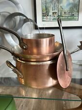 Set Of 3 5pc) French E. Dehillerin Copper Pots W/  Lids Stainless/copper 3mm HTF picture