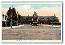c1920's Entrance to C.P.R. Station Moose Jaw Saskatchewan Canada Postcard picture