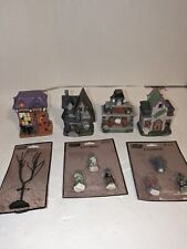 Lot of 4 Greenbrier  Porcelain Halloween Haunted Houses and Tombstone New Figure picture