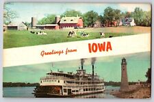 Postcard Greetings From Iowa Farm Ferry Boats Posted 1980 picture