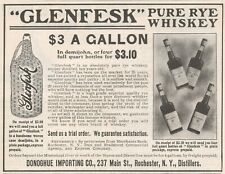 Glenfesk Pure Rye Whiskey $3 A Gallon Rochester NY 1902 Antique Print Ad picture