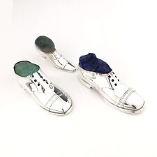 Pair of  Antique Novelty Solid Sterling Silver Shoe Pin Cushions. Chester, 1909. picture