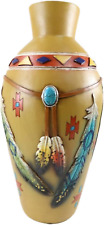 Hand Painted Native American Flower Bouquet Vase Home Office Decorative Art Gift picture