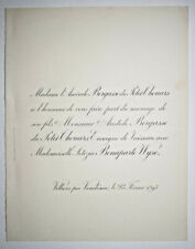 BERGASSE DU PETIT THOUARS Letizia Bonaparte Wyse SHARE WEDDING Vendome 1895 picture