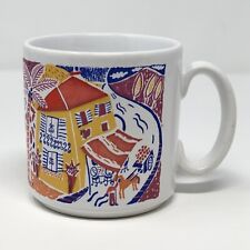 Vintage John Tams Mug Beach Boats Palm Tree Coffee Cup Made In England Colorful picture