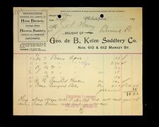 1900 George de B. Keim Saddlery Co. Billhead, Philadelphia PA, Berwick PA picture
