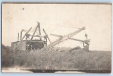 Farming Postcard RPPC Photo Steam Shovel Dredging Scene Field c1910's Antique picture