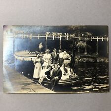Postcard RPPC Group Photo On Boat Docked Wesley House Pier Mass. 1900s picture