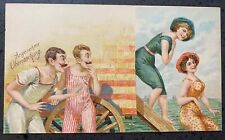 Private Mailing Postcard Bathing Beauties From   Bathing Carriage German c1900 picture