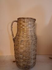 Vintage Shabby Chic Boho 20inch Woven Jug Basket with handle  Mexico #1044window picture