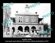 OLD LARGE HISTORIC PHOTO OF GRAFTON NSW LAST COACH MAIL RUN at POST OFFICE 1913 picture