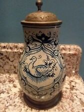 Antique FAIENCE Pewter Stein Nurnberg Circa 1720-1740 18th Century Delft Style picture