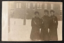 Three Victorian Women Dressed in BLACK in the SNOW RPPC Real Photo Postcard picture