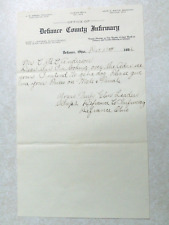 Defiance County Infirmary OH Ohio 1906 Vintage Letterhead SBF76 picture