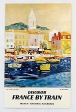 French National Railroads Discover France French Riviera Postcard Roger Bezombes picture