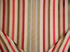 16Y KRAVET MOSS ANTIQUE GOLD CARNELIAN RED FAUX SILK STRIPE UPHOLSTERY FABRIC  picture