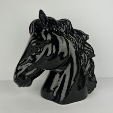 Italian Ceramic Horse Head Sculpture Ceramiche Boxer Italian Black 10in picture