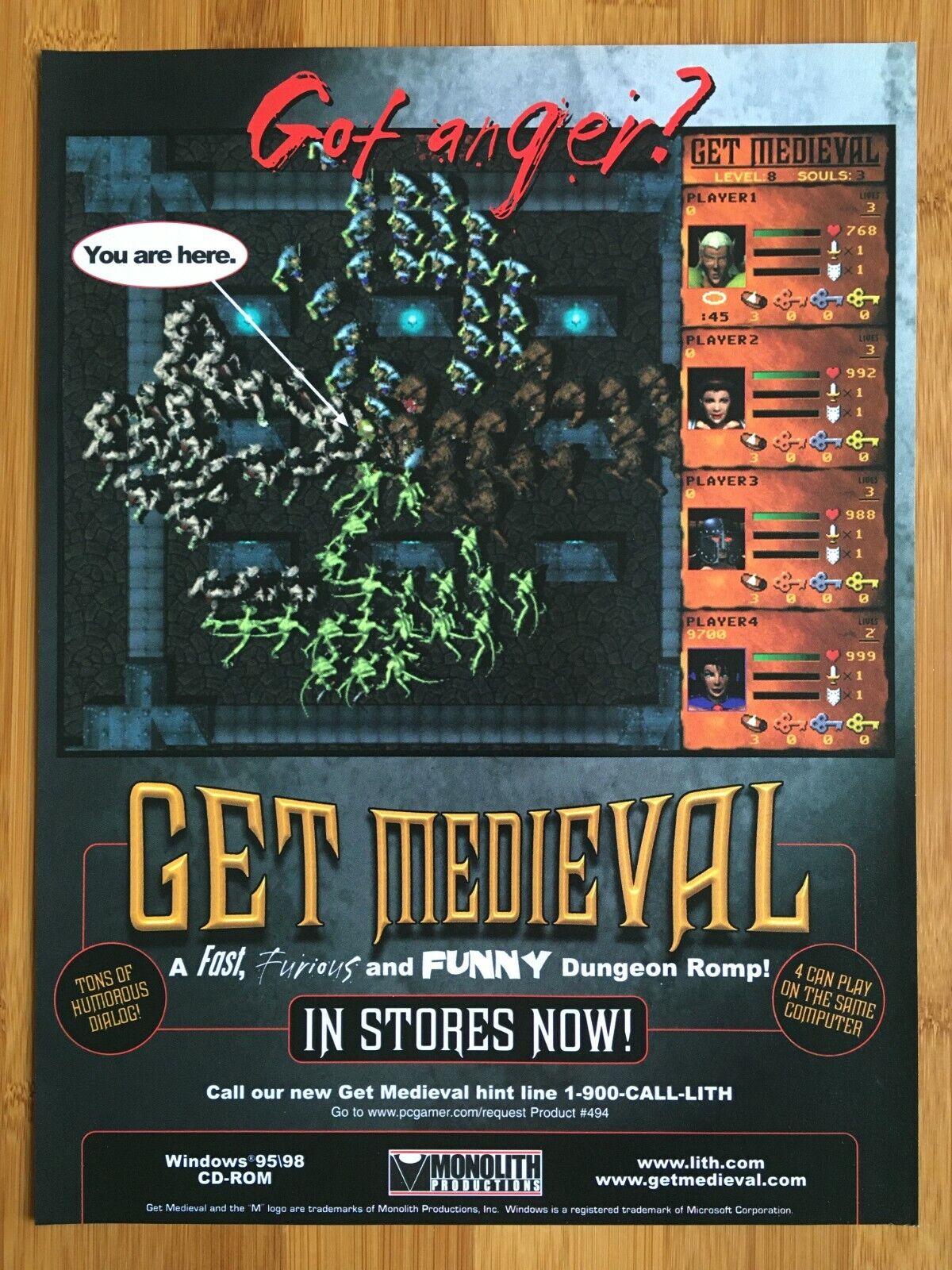 Get Medieval PC 1998 Print Ad/Poster Official Authentic Fantasy Game Promo Art