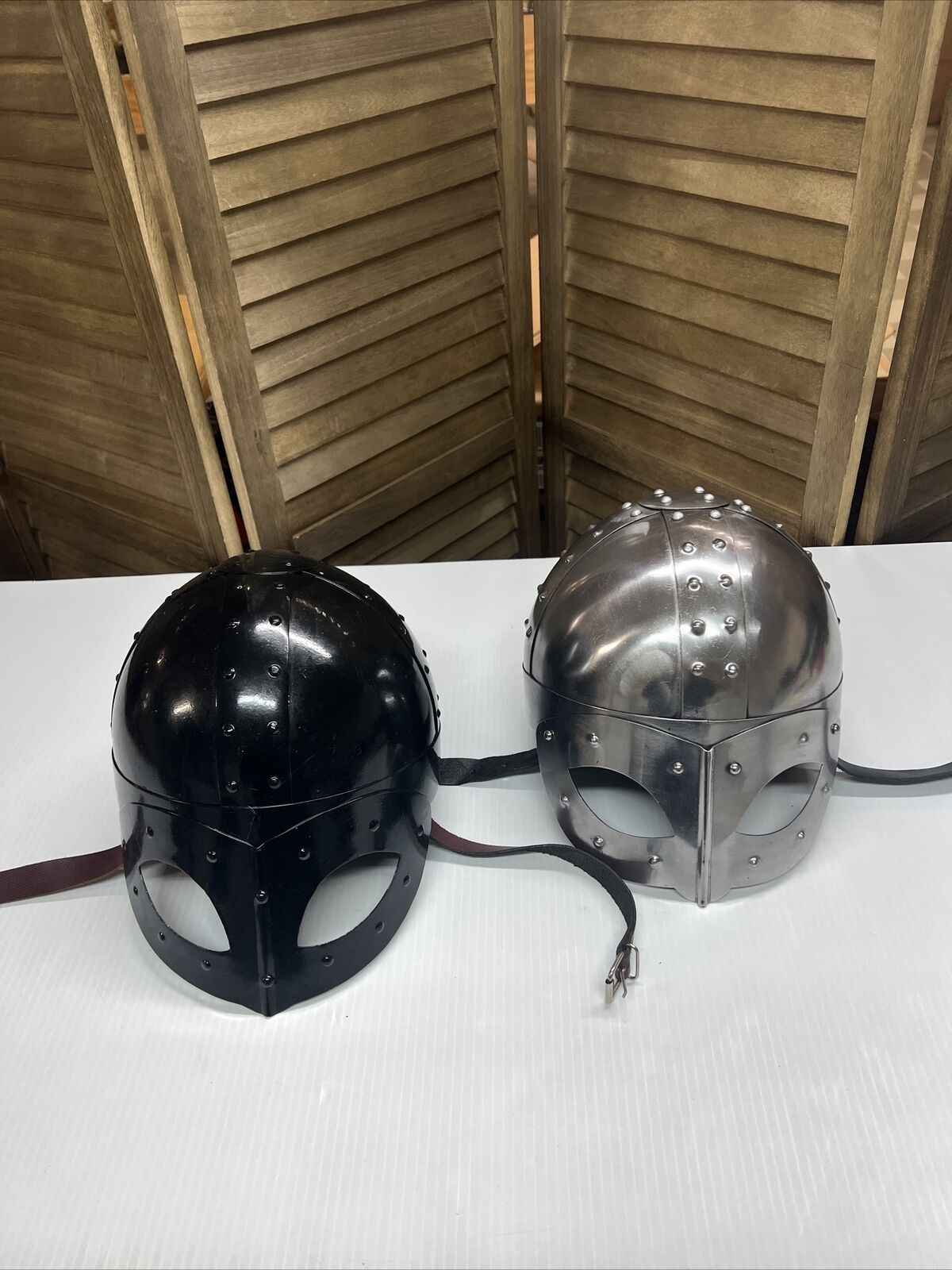 X2 Medieval Viking Warrior Spectacle Helmet (2 Helmets: One Silver, One Black)