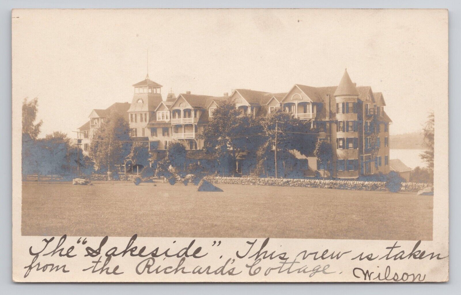 Lakeside Hotel Eagles Mere Pennsylvania c1907 Antique Postcard