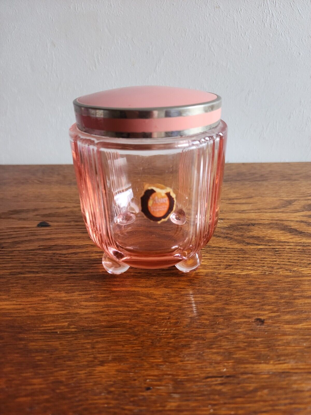 VTG DuBarry Pink Footed Bath Salts Glass Jar/Lid Richard Hubrat 1950's RARE