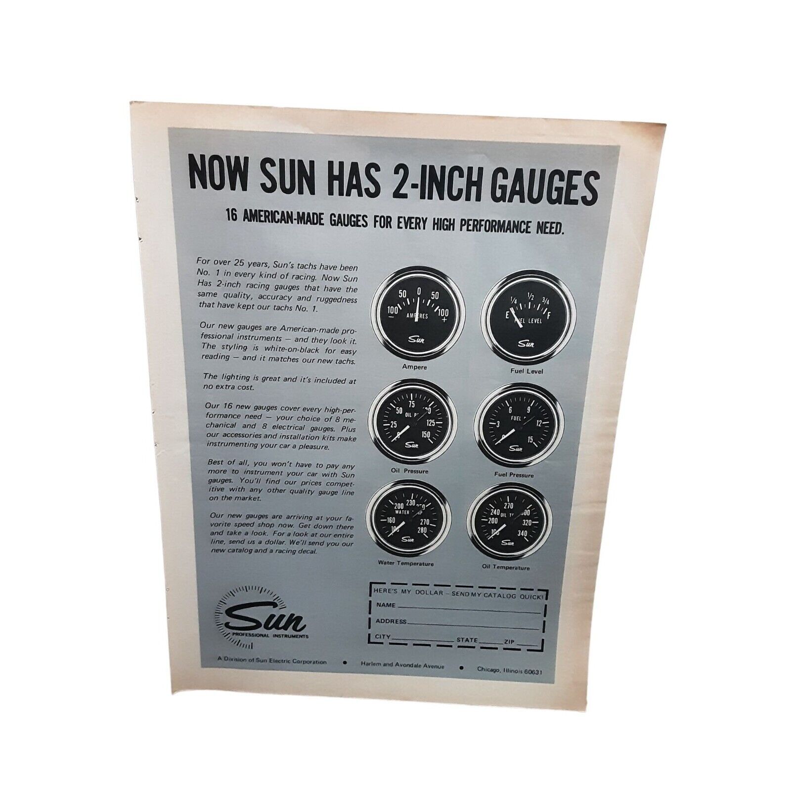 1973 Sun Gauges Original Print Ad Vintage