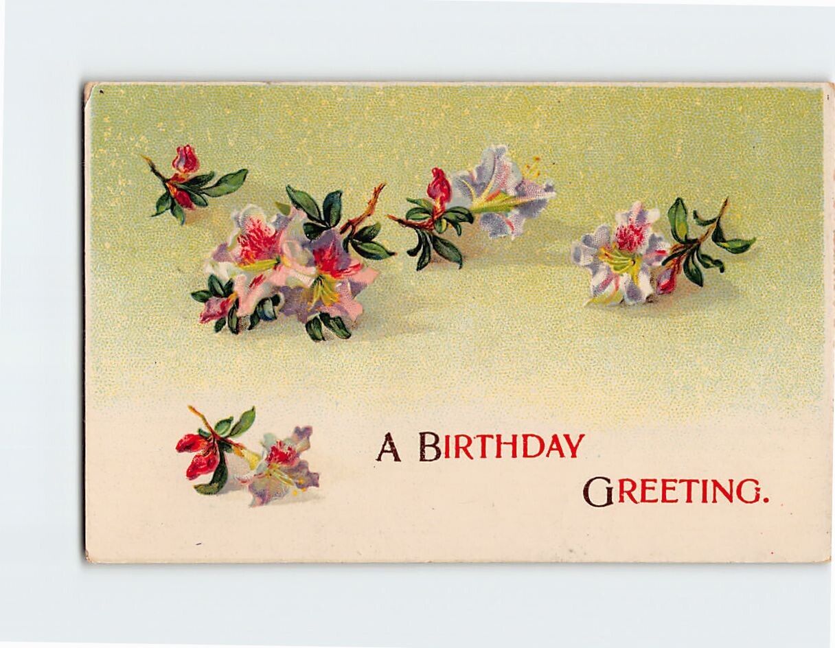 Postcard A Birthday Greeting Flower Art Print