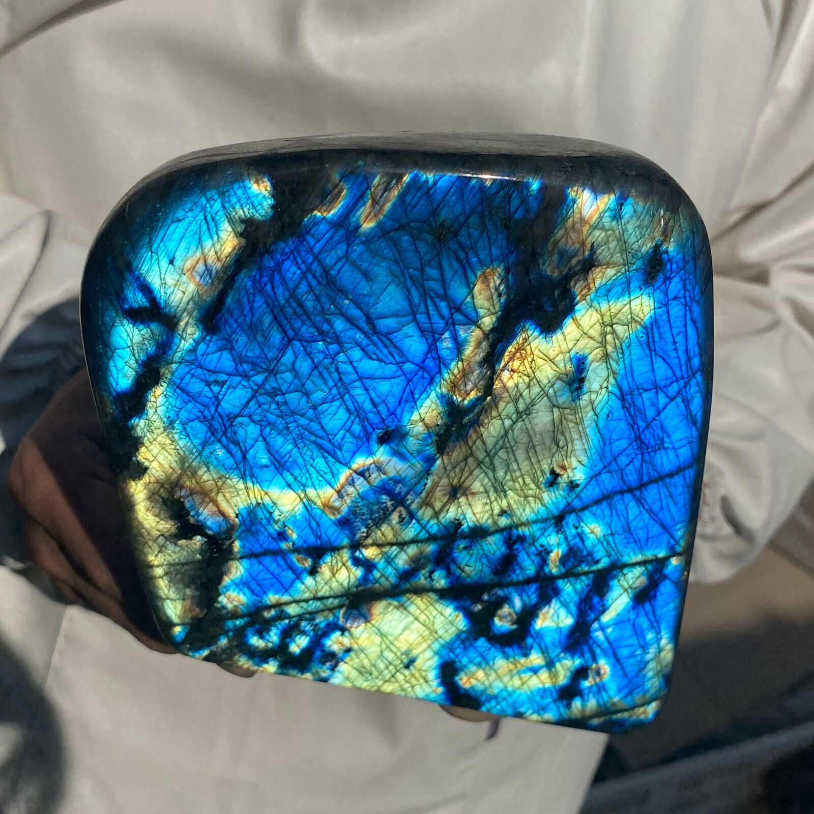 5.4lb Natural Labradorite Quartz Crystal Display Mineral Specimen Healing