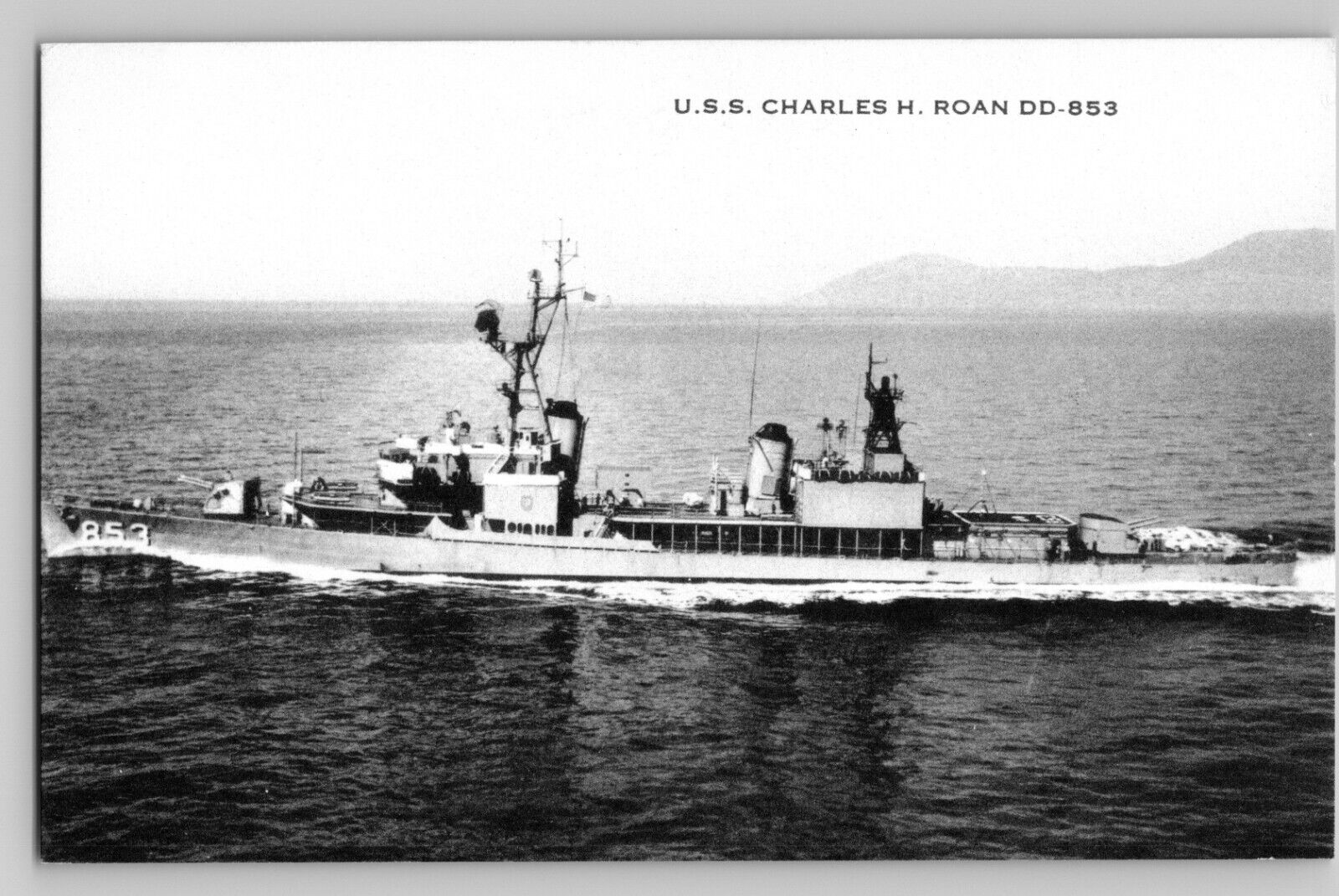 C1915 USS Charles H Roan DD-853 Narragansett Bay Navy Newport RI Postcard