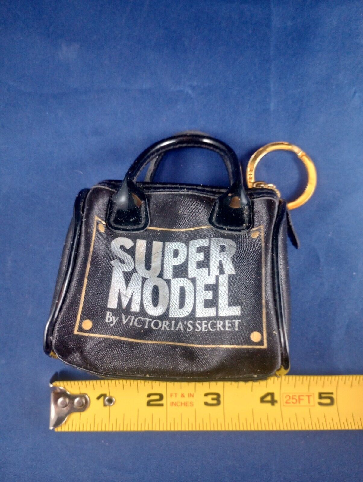 Vtg Victoria's Secret SUPER MODEL Black Purse Mini Bag Keychain  *136-108
