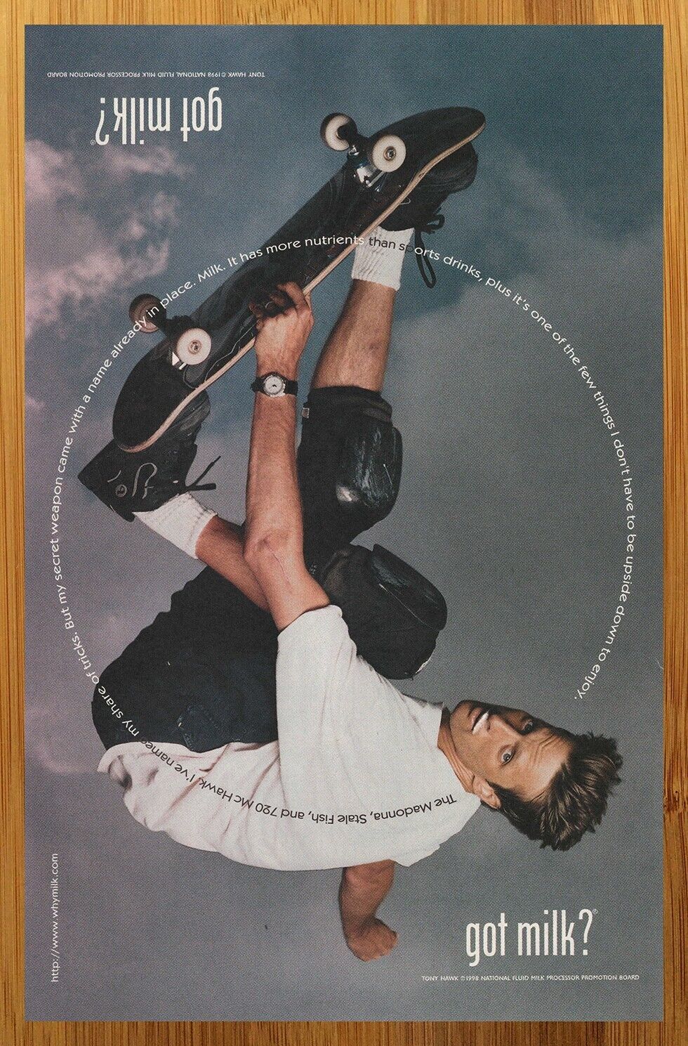 1998 Tony Hawk GOT MILK? Vintage Print Ad/Poster Official Skateboarding Pop Art