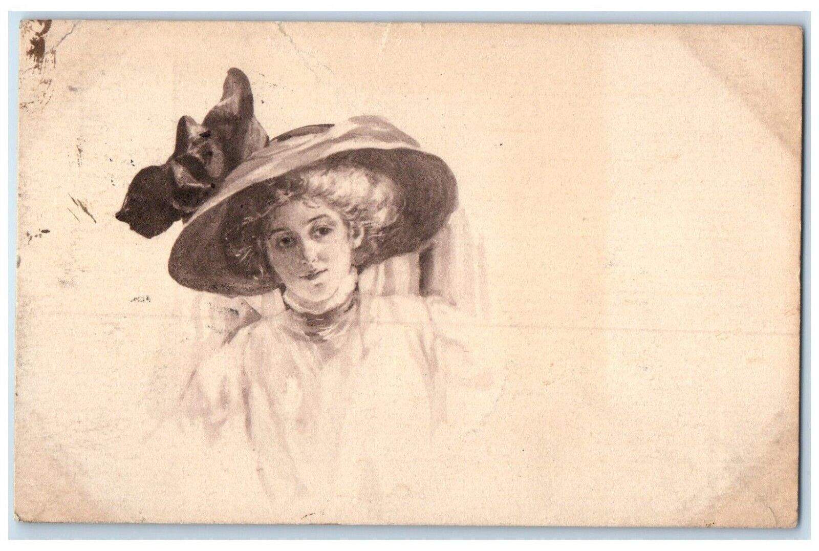 1911 Victorian Pretty Woman Big Hat Dysart Iowa IA Posted Antique Postcard