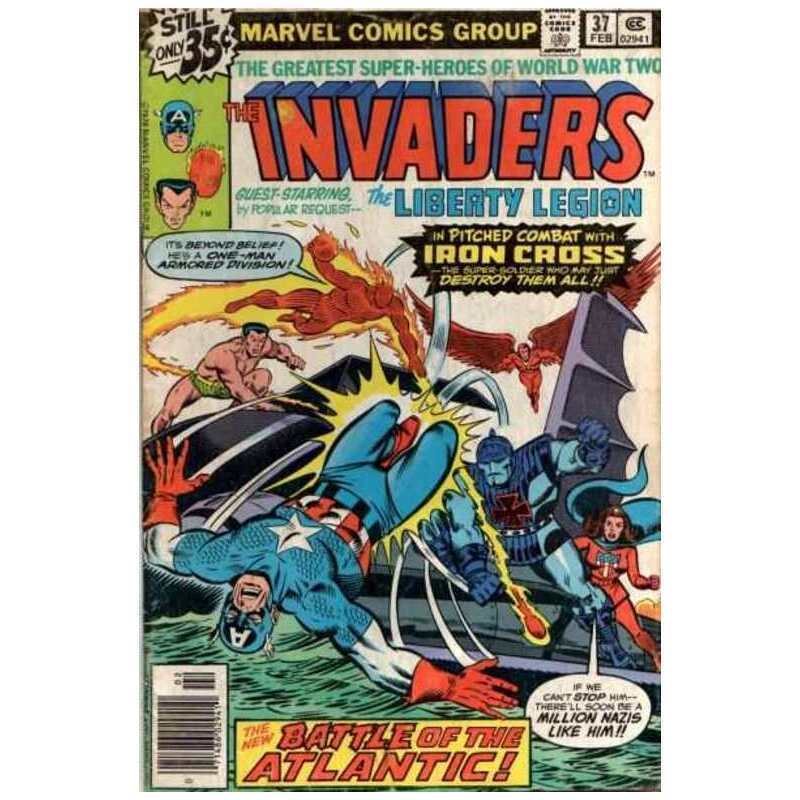 Invaders (1975 series) #37 in Very Fine minus condition. Marvel comics [j%