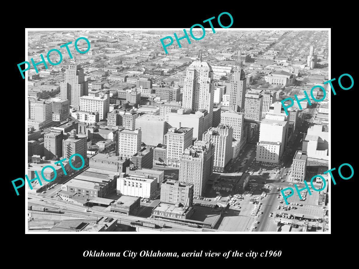 OLD 8x6 HISTORIC PHOTO OF OKLAHOMA CITY OK AERIAL VIEW OF THE CITY c1960