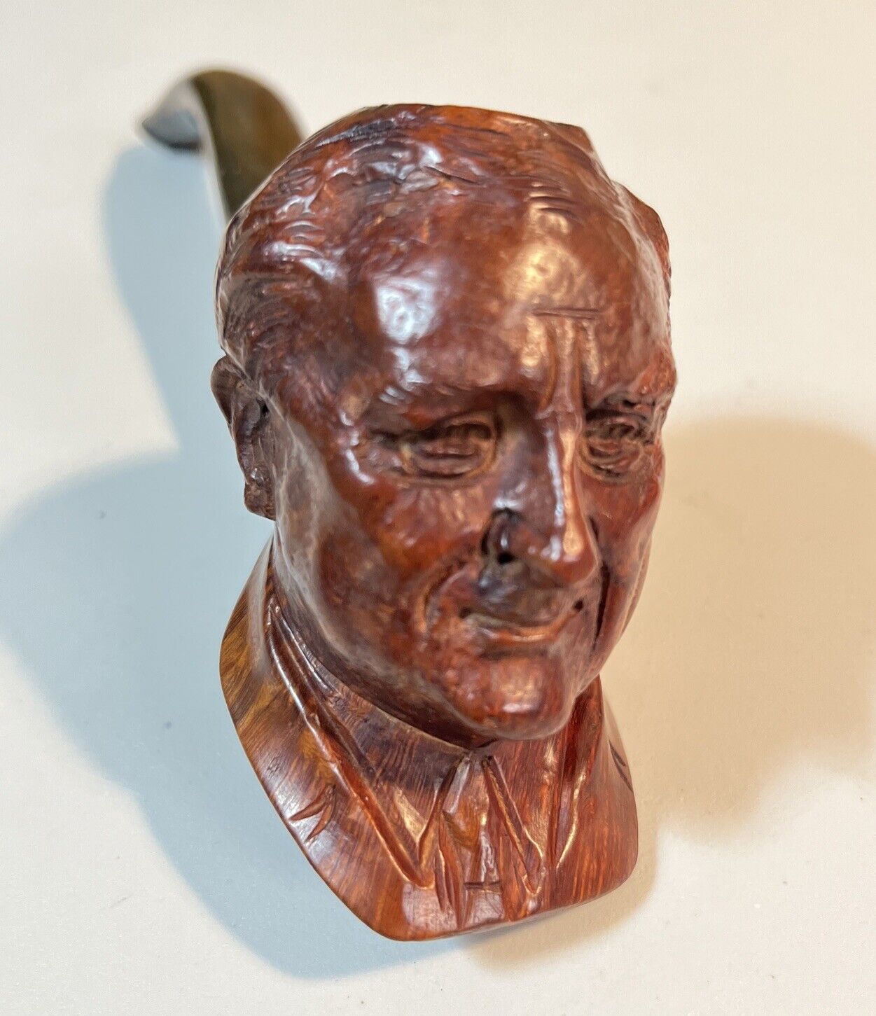 Antique Louis Lamberthod Figural Pipe Franklin Delano Roosevelt FDR Briar, RARE