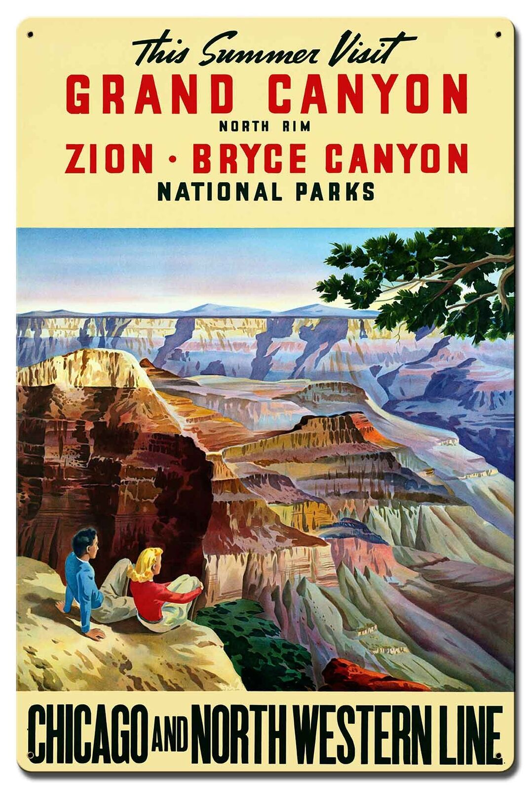 VINTAGE STYLE METAL SIGN Visit Grand Canyon Zion Bryce  16 X 24