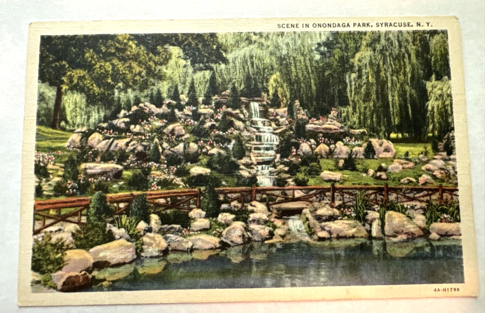 Vintage Postcard New York Syracuse NY Onondaga Park Waterfall Scenery