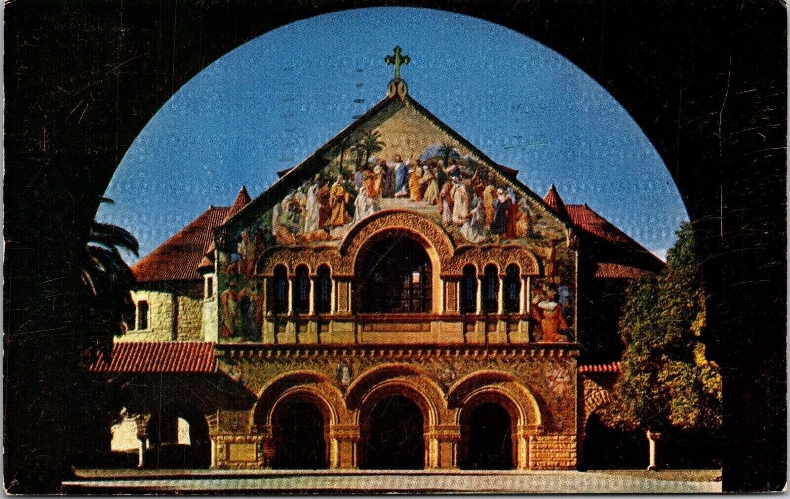 Front View Stanford Chapel Palo Alto California CA Postcard WOB Note 1c Stamp PM