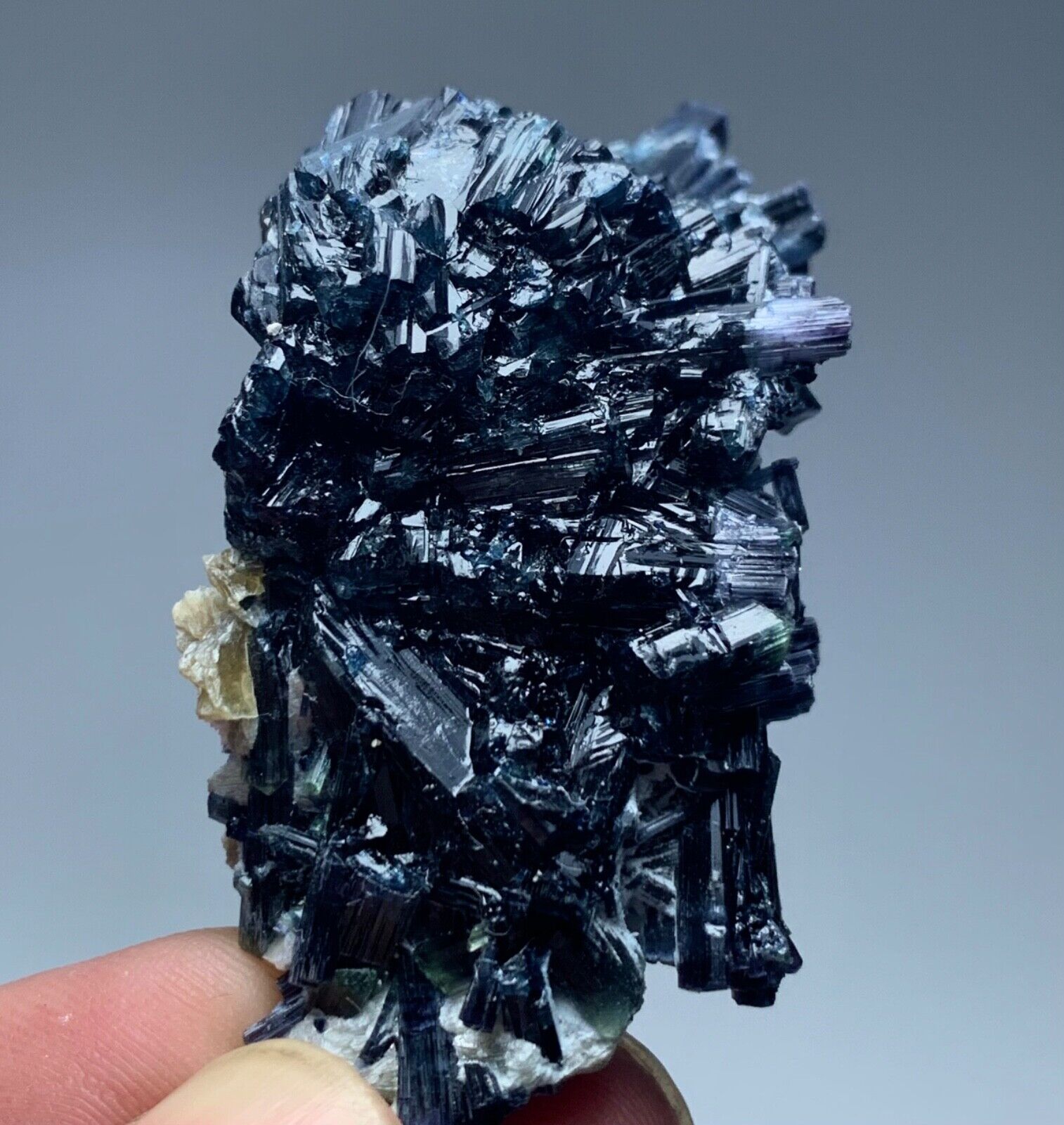 188 Cts Dark Blue-Black Tourmaline Crystal Cluster with Mica from Afghanistan.z