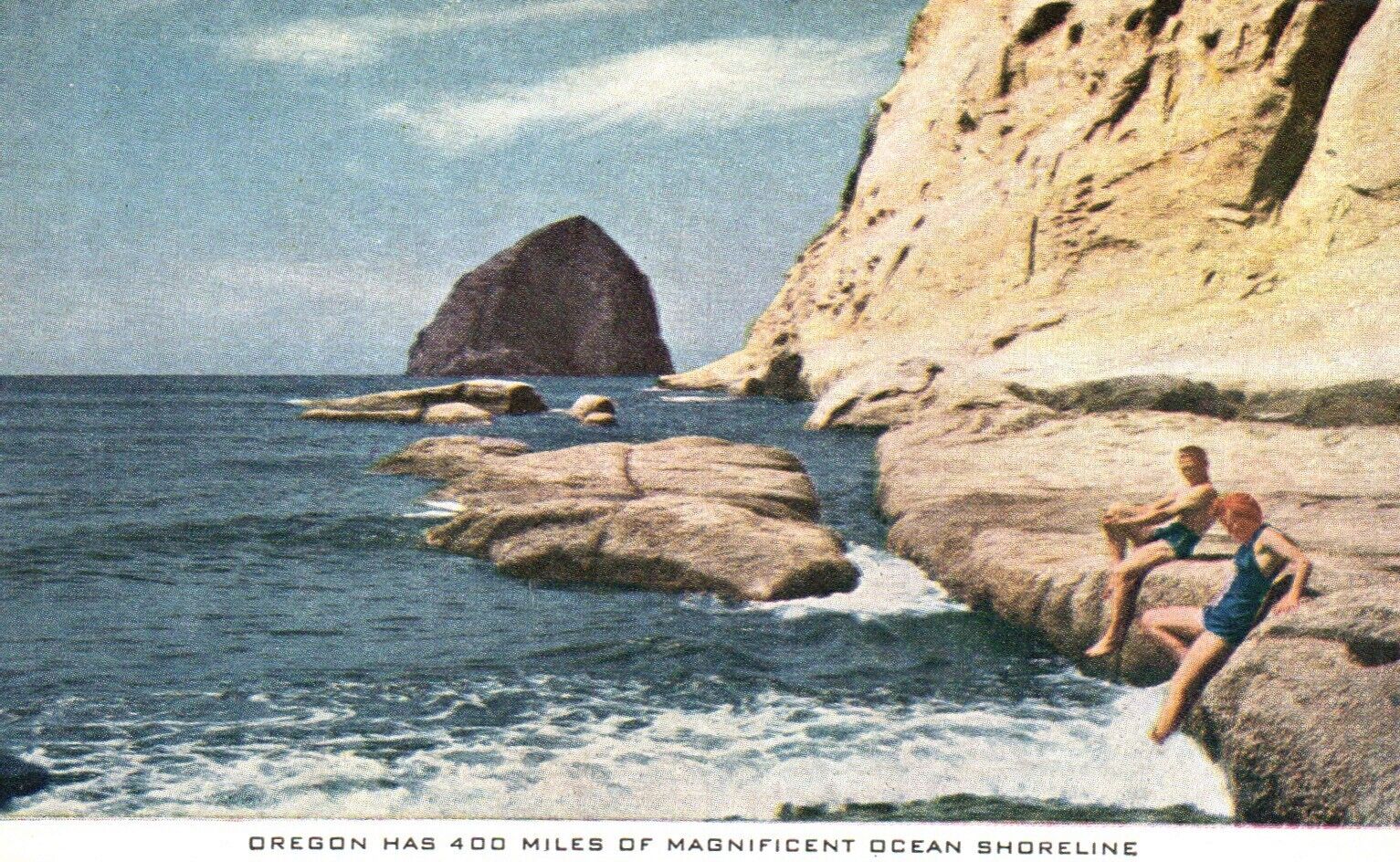 Postcard OR Oregon 400 Miles Magnificent Ocean Shoreline Vintage PC f8069