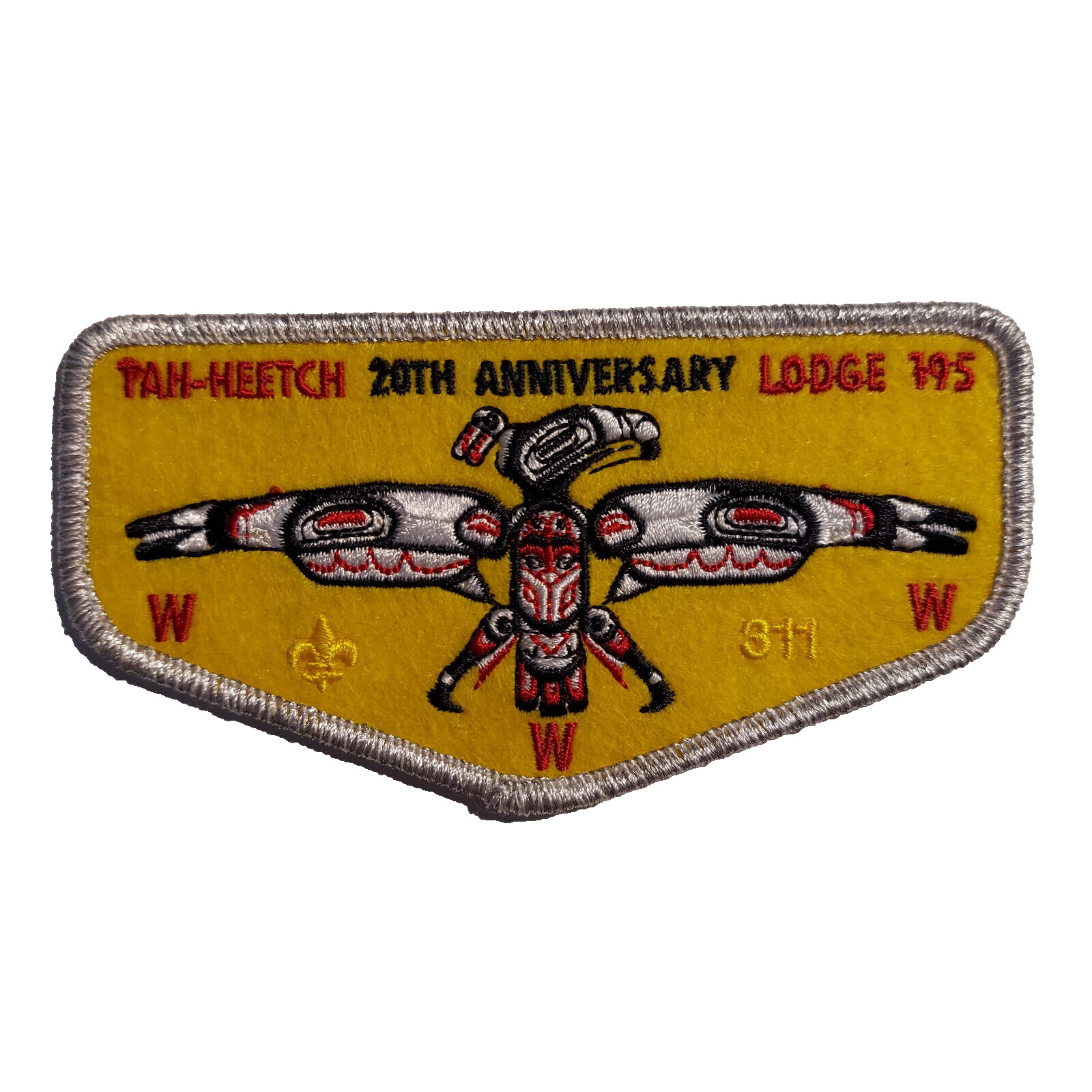 Boy Scouts BSA Order Of The Arrow Tah-Heetch 20th Anniv Lodge Flap White Border