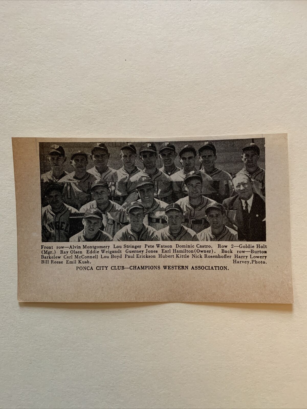 Ponca City Angels Peanuts Lowrey Emil Kush P Erickson 1938 Baseball Team Picture