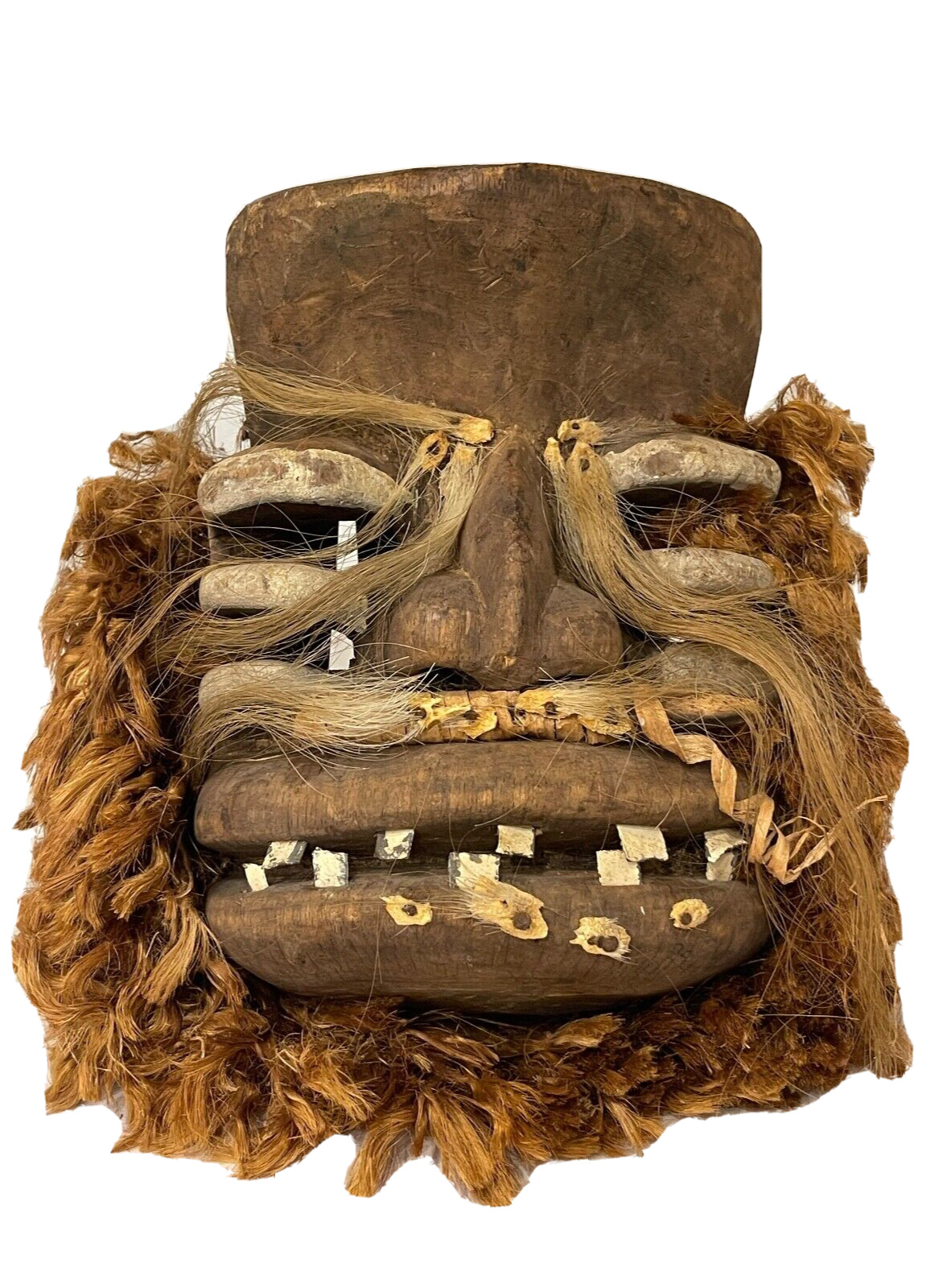 Vintage Dan Guerre Wood African Tribal Art Mask with Metal Teeth