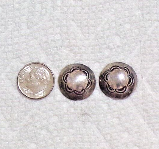2 VINTAGE NAVAJO STERLING SILVER CONCHO BUTTONS