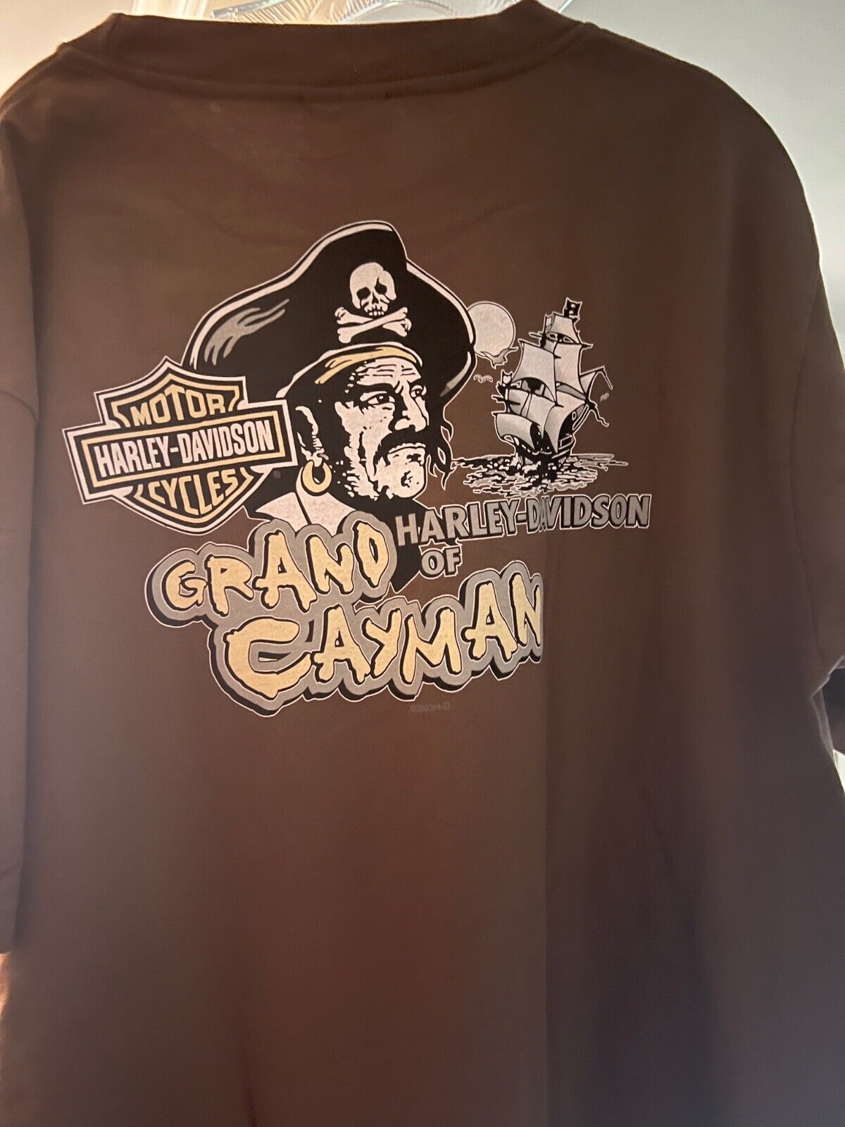 Grand Caymon Harley Davidson XLG Brown T Shirt Excellent