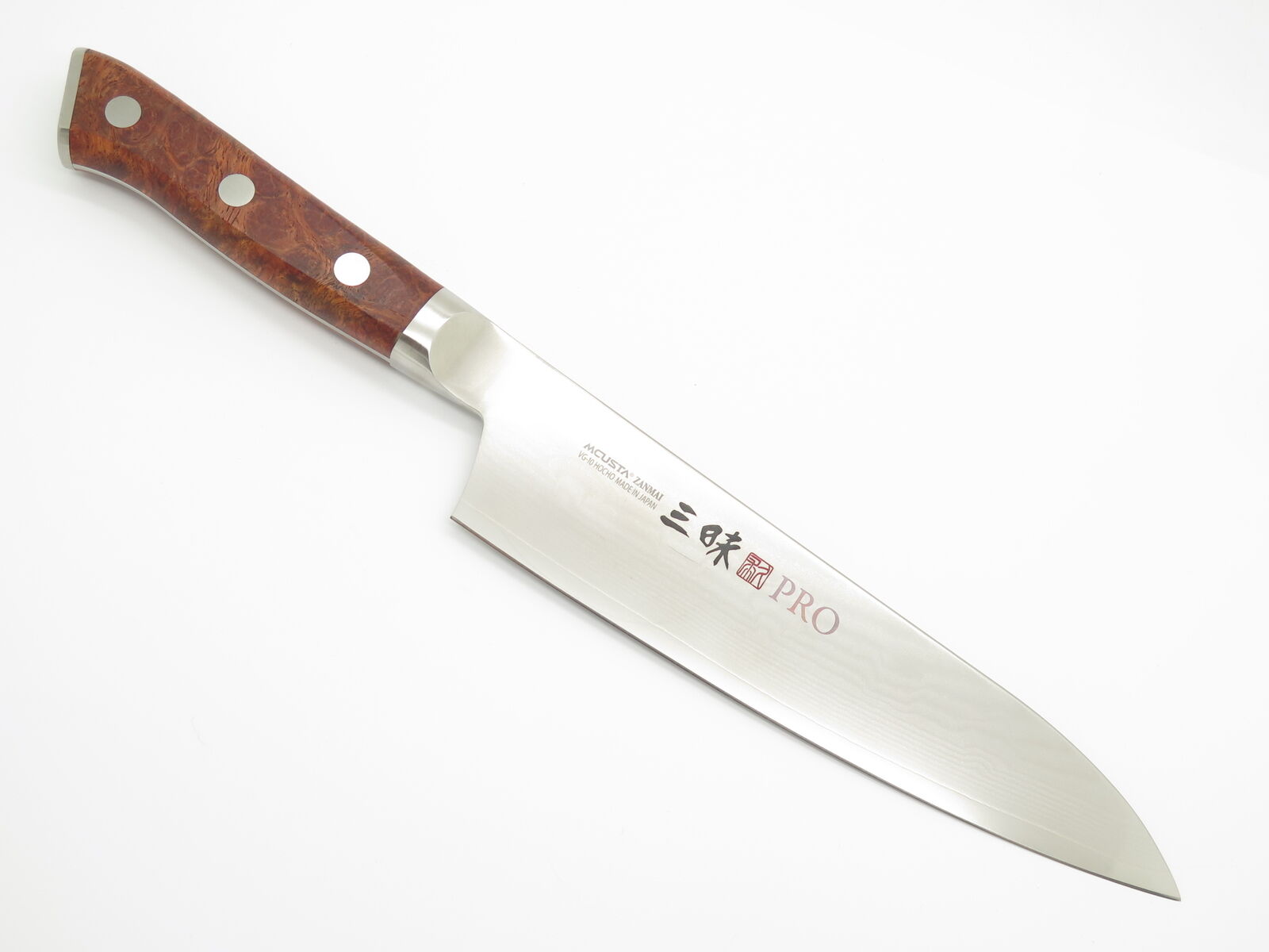 Mcusta Zanmai Pro Burlwood Seki Japan 180mm Japanese Damascus Kitchen Chef Knife